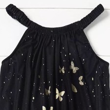Ladies' Black Butterfly Ruffle Loop Mini Dress With Loop
