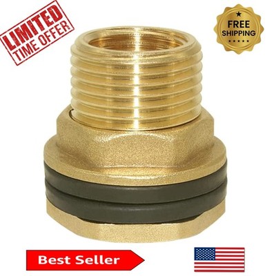 Easy Install Brass Bulkhead Connector 3/8'' x 1/2'' With Gasket - Leak Resistant