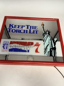 Seagrams 7 Crown America's Whiskey Statue of Liberty 100th Lighted Mirror 18x15"