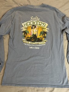 Salty Hookers Long Sleeve Deep Sea Fishing Charters Shirt Size M.Great Condition