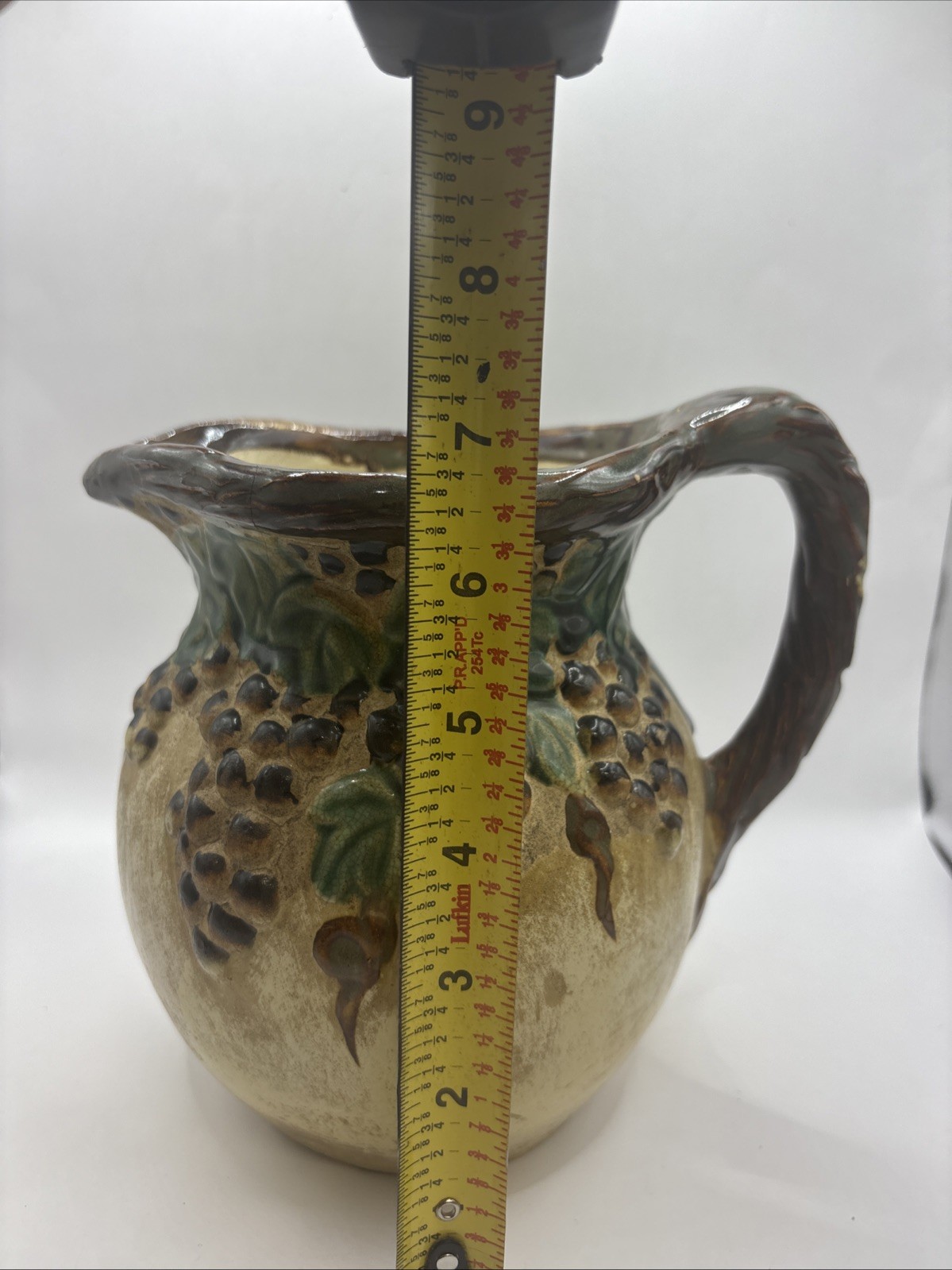 Vintage Italian Majolica Pitcher Ceramic Art Pottery Signed On Bottom