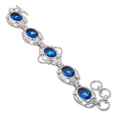 Blue Tanzanite Gemstone 925 Sterling silver Handmade Jewelry Bracelet Size 7-8
