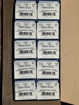 10-Pack Ilco 7206FA-03-KA Mortise Cylinder 1-1/4  FA Keyway Brass