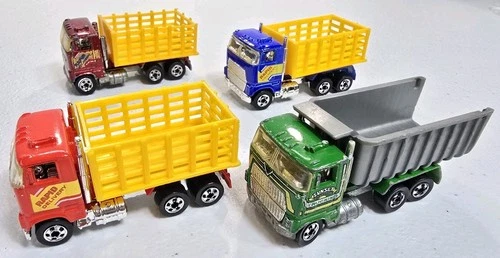 4 Hotwheels Blackwall Lot Stakebody Dump Truck Vintage