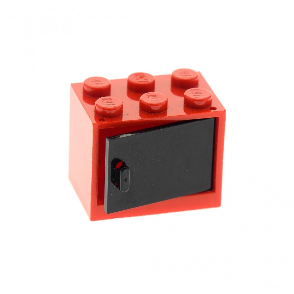 1x Lego Cabinet Housing 2x3x2 Red Door Black Box Container 4533 4532a