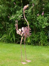 Vintage Pink Metal 105cm Tall Flamingo Garden Statue Garden Sculpture