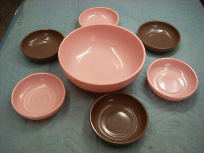 VINTAGE HAZEL ATLAS IT'S A DILLY MILK GLASS PLATONITE MODERNTONE SALAD SET (RH)