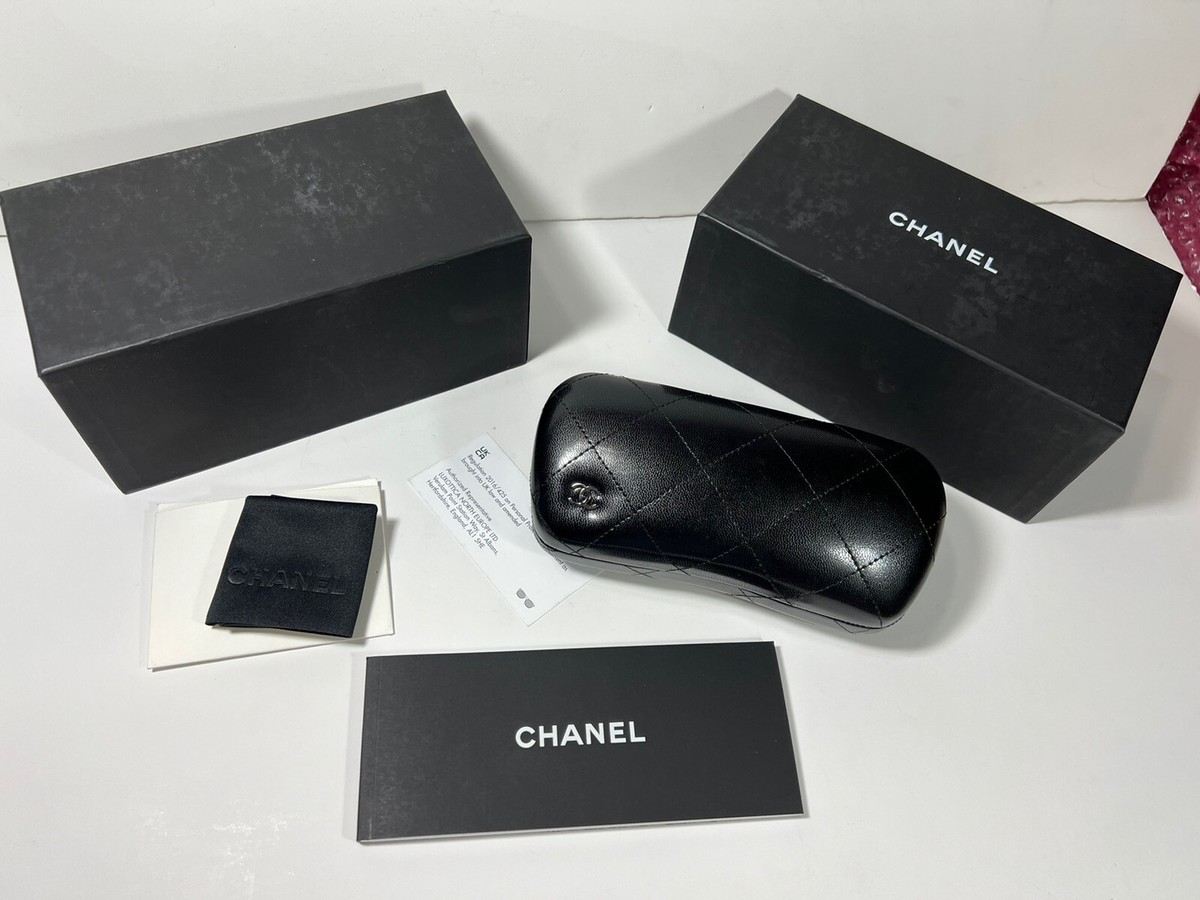 CHANEL Hard Case Sunglasses Black W C Women Authentic S Chanel