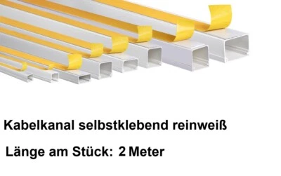 Hochwertige Kabelkanäle Selbstklebend verschiedene Größen Reinweiß je Stange 2m - Bild 1 von 3