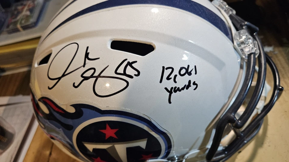 Derrick Mason Signed (Beckett) Tennessee Titans Full Size Riddell NFL Helmet - Image 2 of 4