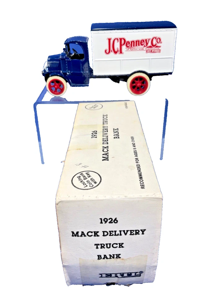 Banco de monedas de camión de reparto vintage, ERTL, J.C. Penny Co.1926, fundido a presión con llave, EE. UU. Foto 4 de 4