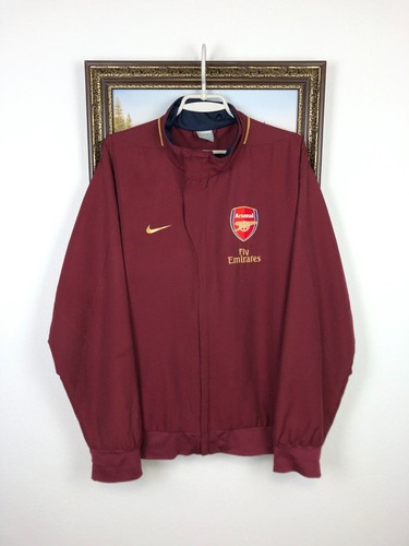 Vintage Nike Arsenal Football Jacket Soccer Track Top Burgundy Gunners Mens Sz L