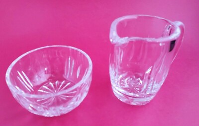SET OF 2 WATERFORD CUT CRYSTAL CREAMER & OPEN SUGAR BOWL GIFTWARE IRELAND SIGNED