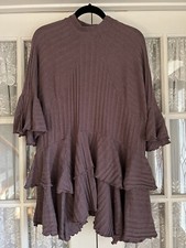Free People FP Beach Long Sleeve Raffled Skirt High Neck Dress Size XS