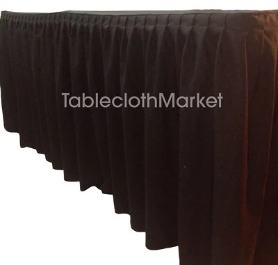 TABLECLOTH MARKET 8' ft. Fitted Table Skirting Cover w/ Top Topper Single Pleated Trade show BLACK