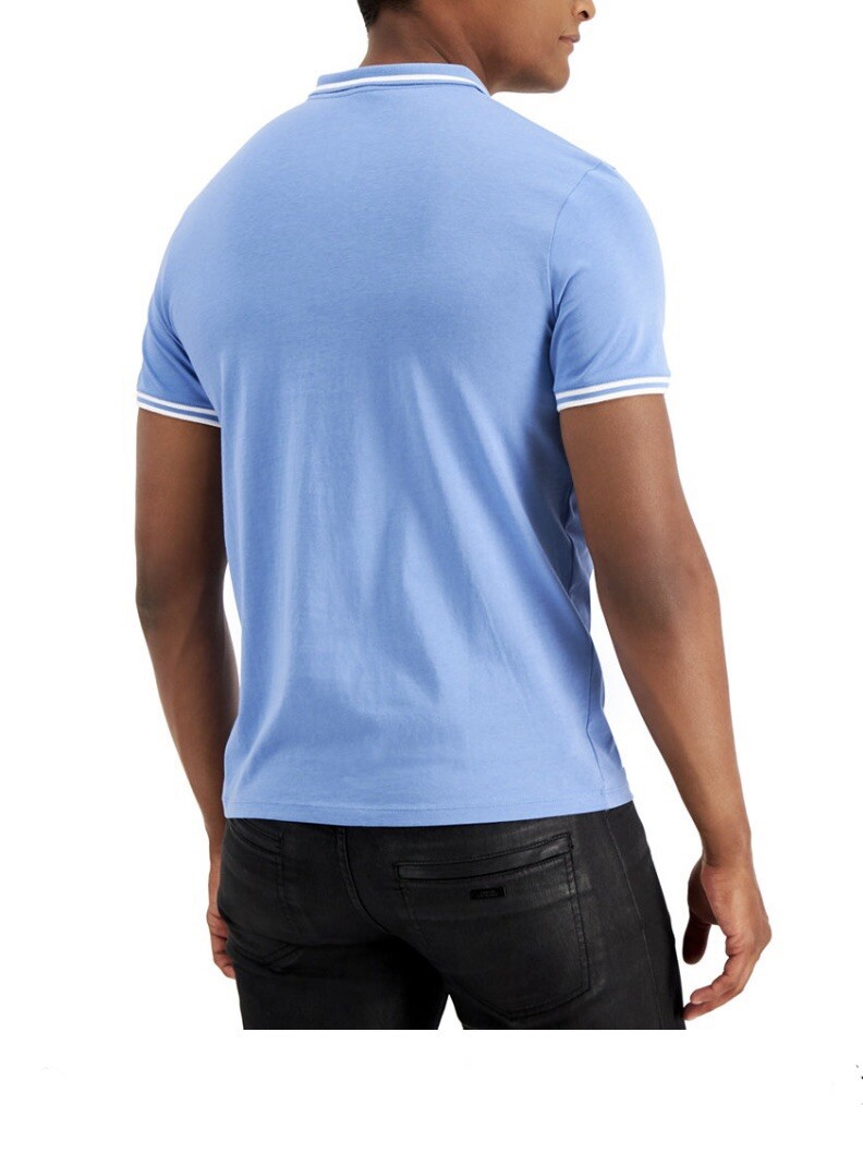 Armani Exchange Mens Short Sleeve Zipper Closure Polo Shirt