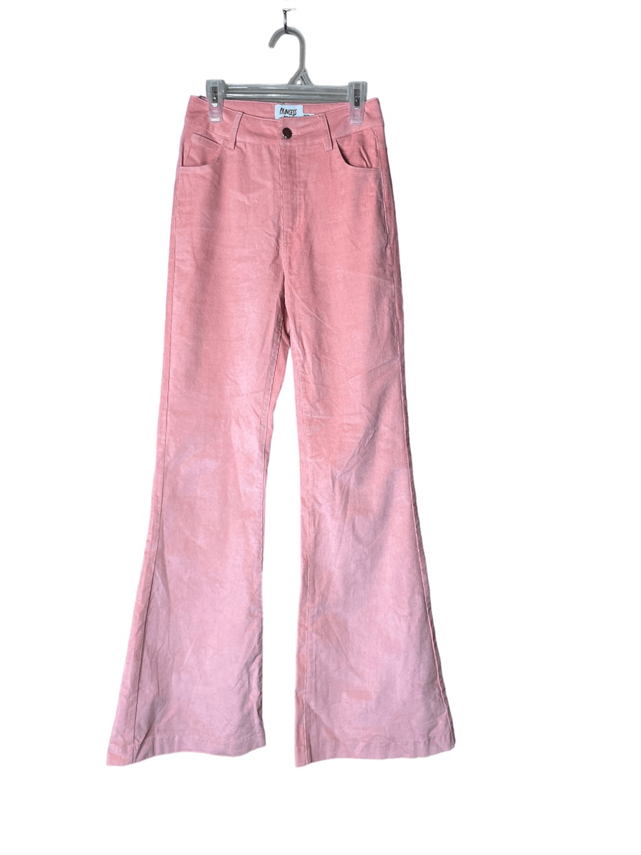 Princess Polly Pink High Rise Corduroy Flare Pants Size