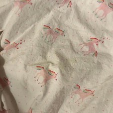Pottery Barn Kids Toddler Bed Organic Cotton Sheet Set Pink Rainbow Unicorns