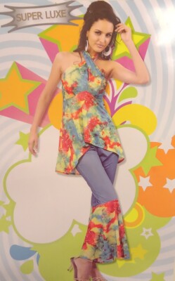 Ladies 1960s Tie Dye Hippy Lady Fancy Dress Costume Womens 60s Hippie  Outfit UK