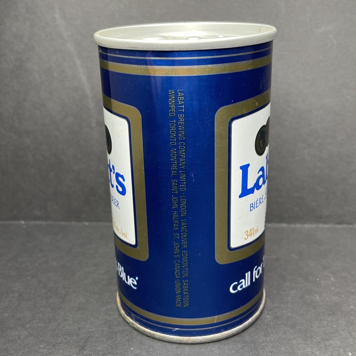 Vintage 1960 Labatt's Blue Beer Can 341ml PUSH Top FRENCH/ENGLISH