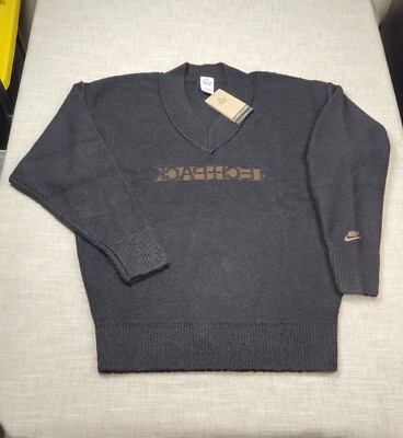 NIKE Tech Pack Knit Sweater Small Mens Black Brown Oversized Reversible V-Neck