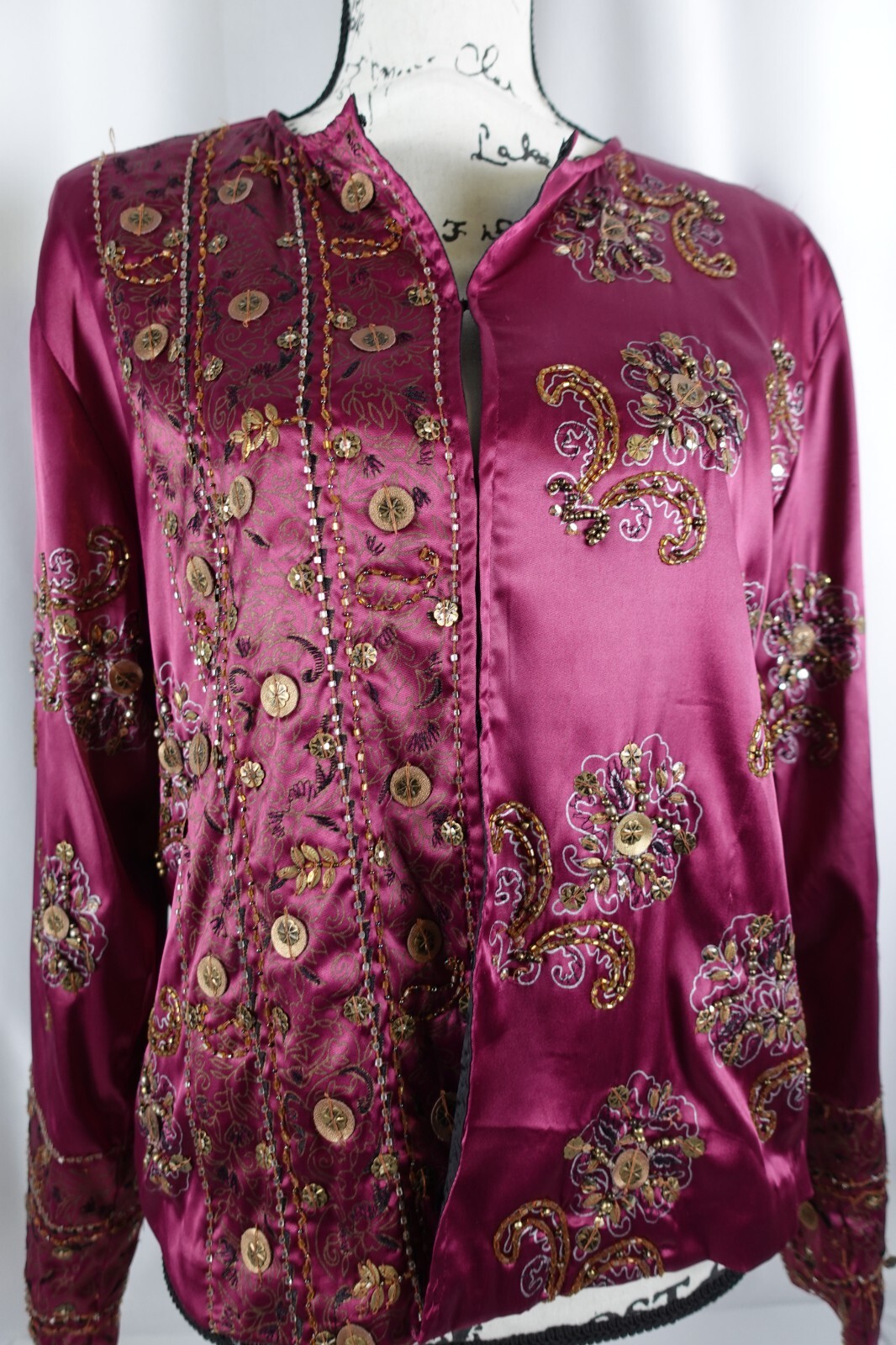 Chicos Women's Hook Loop Jacket Size 2 Jeweled Gy… - image 3