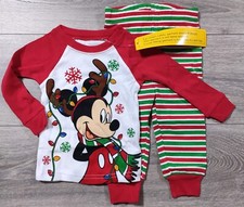 Disney Mickey Mouse Pajamas Baby SNUG-FIT Shirt Pant PJ Xmas Set 12 Months Boys