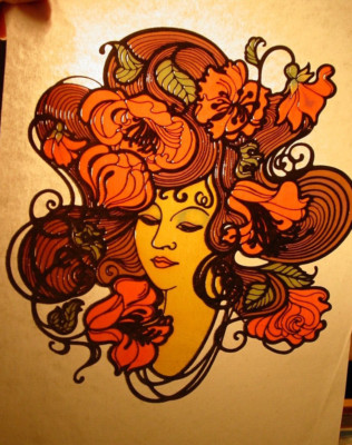 BEAUTIFUL WOMAN VINTAGE 1970's CLASSY IRON ON TRANSFER -NICE, B-24