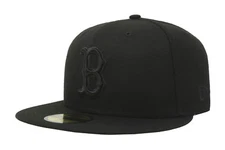 New Era 59Fifty Men Women Cap MLB Boston Red Sox Black on Black Fitted Wool Hat