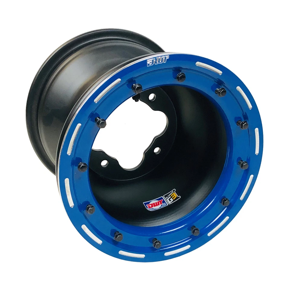DWT G3 Rear Blue Beadlock Wheels Rims Pair 8" 8x8 3+5 4/110 Honda TRX 400EX 400X - Image 2 of 3
