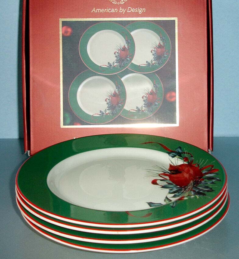 Lenox Winter Greetings Dessert Salad Plate SET/4 Green Band