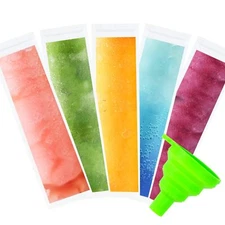 100 Pcs Ice Popsicle Mold Bags w/ Zip Lock Seal and Funnel for Yogurt Ice Candy