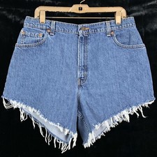 Vintage Levis Jean Shorts Size 16 Cut Offs 551 Relaxed Fit Medium Wash Denim
