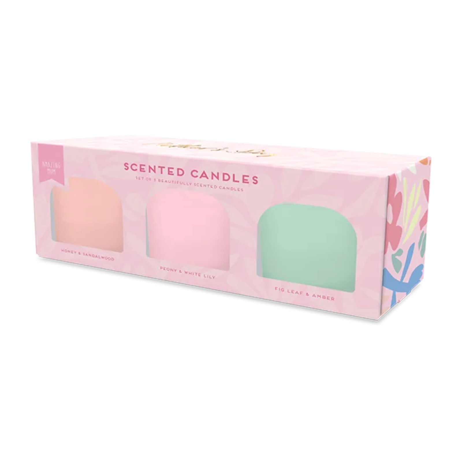 3Pc Mother's Day Scented Candles Pastel Colour Glass Votive 8 Hours Burning Time