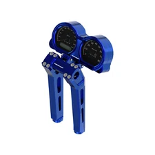 10" Blue Handllebar Riser with Gauge Bracket for Harley 2015-23 Road Glide ST