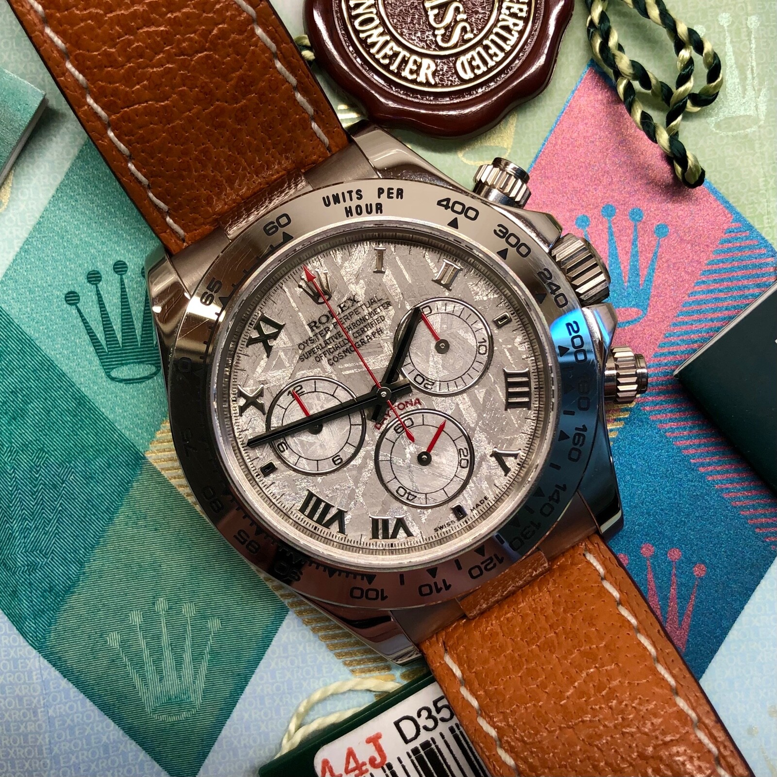 Rolex Daytona 116519 Meteorite Dial 18K White Gold Chronograph with Box Papers  