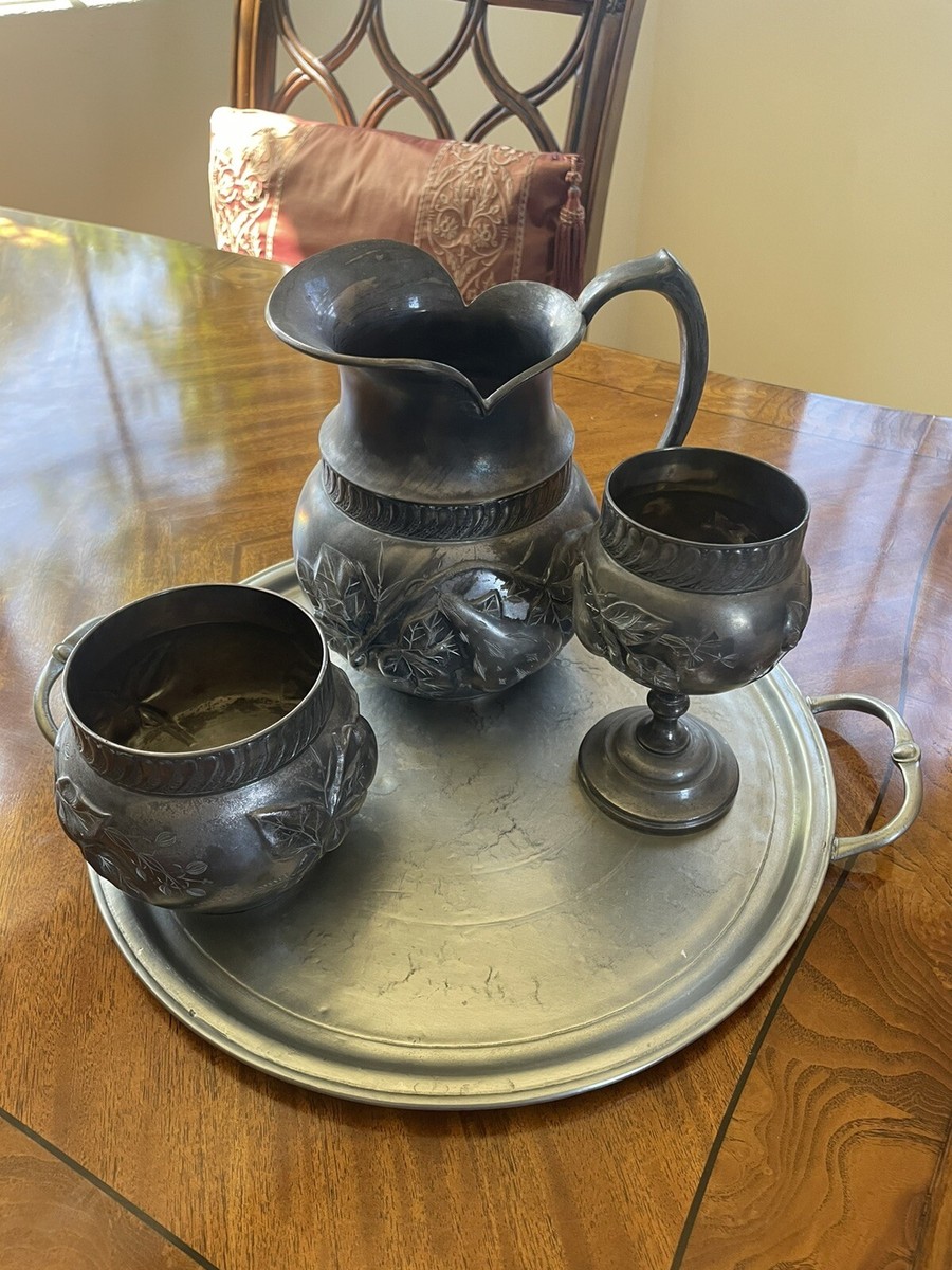 Barbour Bros Silver Co Plate Quadruple Pitcher Goblet Bowl