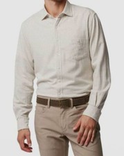 178 Rodd Gunn Men Beige Clouston Park Gingham Twill Sport Shirt Size L