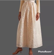 Anthropologie Burnout Shimmer Maxi Skirt SIZE M Ivory Color NEW
