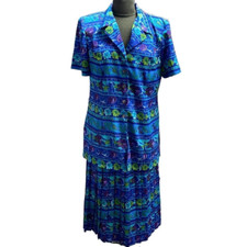 Vintage Leslie Fay Women  s 2 pc Skirt Set Size 10 Floral Cottagecore Fairycore