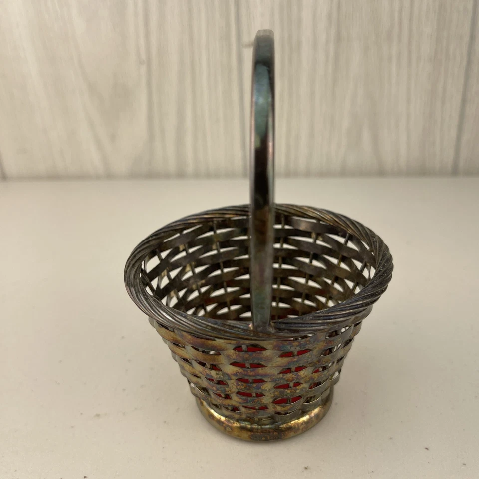 Plato de plata Newport cesta de Pascua decoración de primavera plato de baratija 5" hermosa pátina Foto 2 de 4