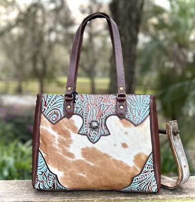 Myra Bag Leather Cowhide Satchel Western Shoulder Bag New eBay
