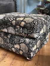 Vintage 1970s Velvet Upholstered Footstool Pouffe 70s Deco