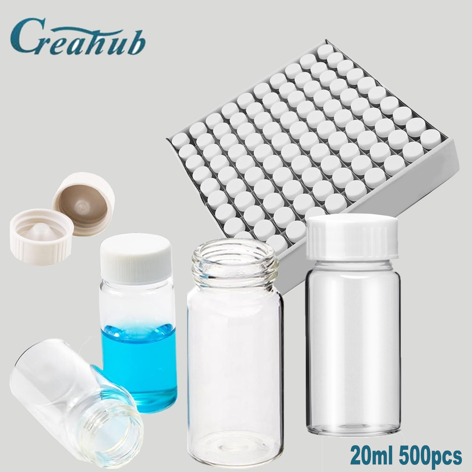 20ml Scintillation Vials Transparent Borosilicate Glass Counting Vial 500Pcs