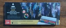 Arteza Premium Metallic Watercolor Paints, 24 Half Pans Unique Colors New/Sealed