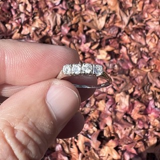 2.3g 14K Solid White Gold Vintage Four Diamonds Wedding Ring 1940s Vintage