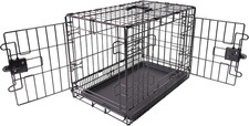 Portable, Foldable Metal Wire Dog Crate with Removable Tray, Double Door, Divide