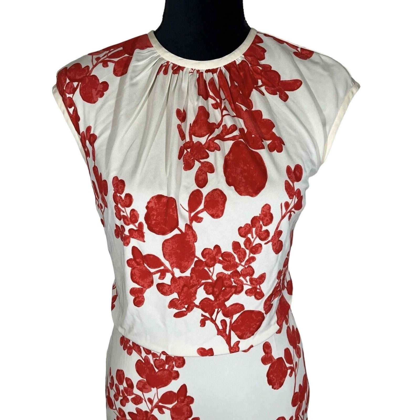 Abito Tory Burch Lydie Flora stampa a strati top matita slim girocollo taglia XS