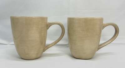 Set of 2 Ciao II Sand by Artimino Handpainted Earthenware 16oz Coffee Cups Mugs