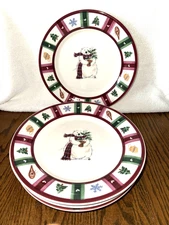 Set of 4 SNOW BEAR PFALTZGRAFF 11" DINNER PLATE CHRISTMAS POLAR TREE WINTER